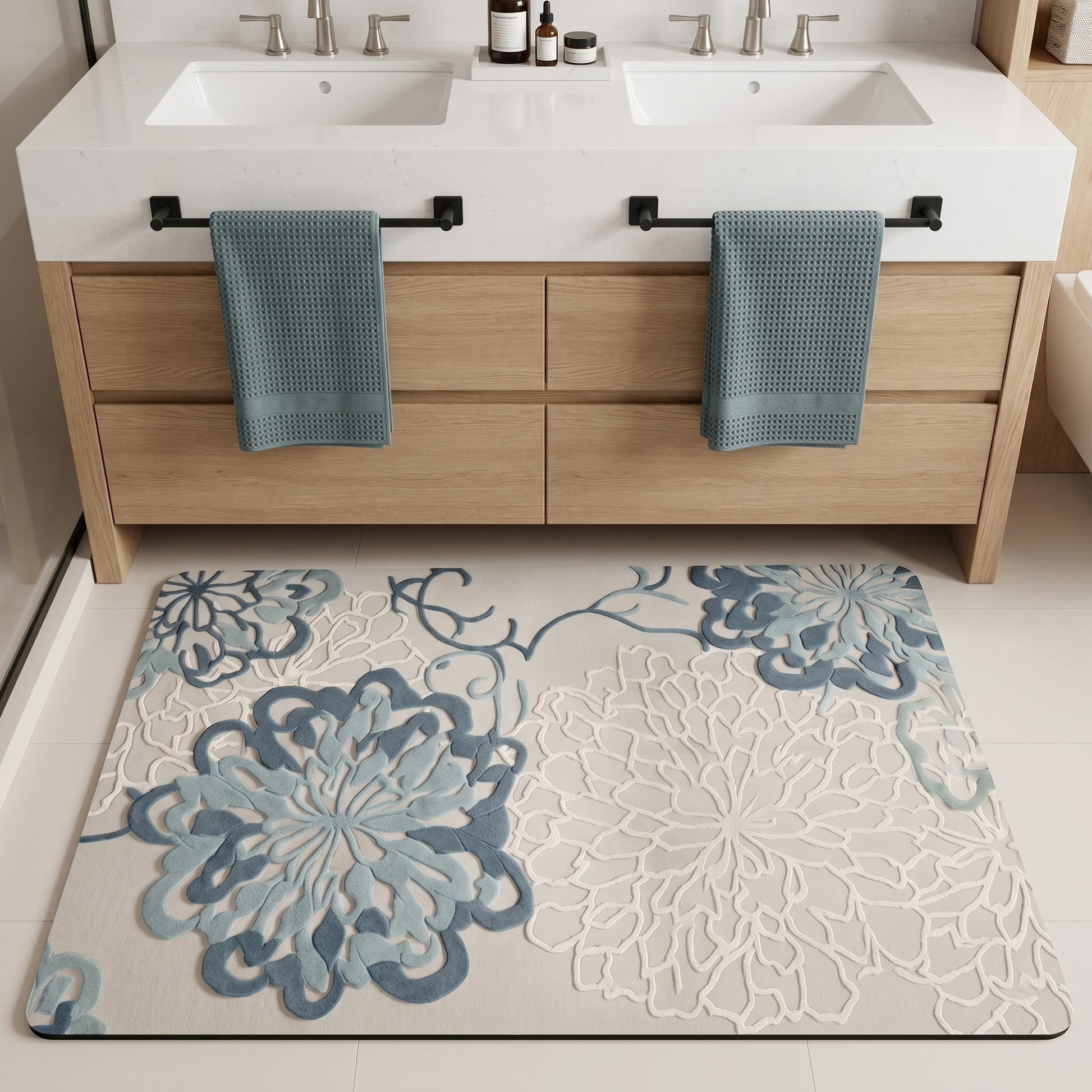 Ownkoti Floral Embossed Soft Non-Slip Bathroom Rug - image 1