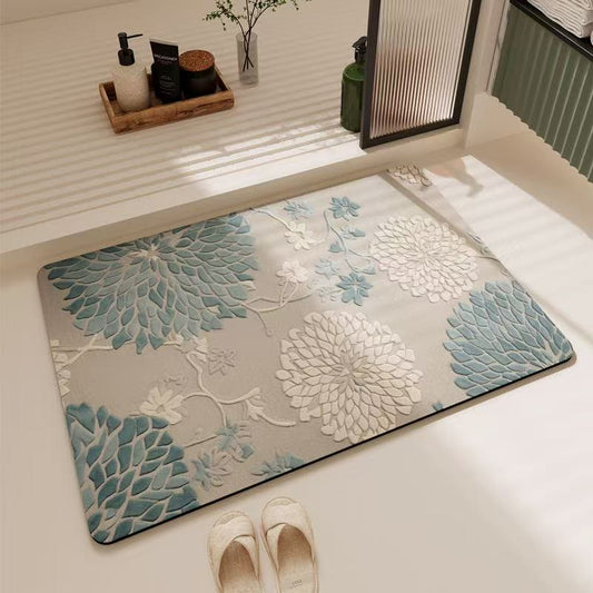 Ownkoti Blue Vintage Floral Non-Slip Bathroom Rug - 23" × 35" - image 0