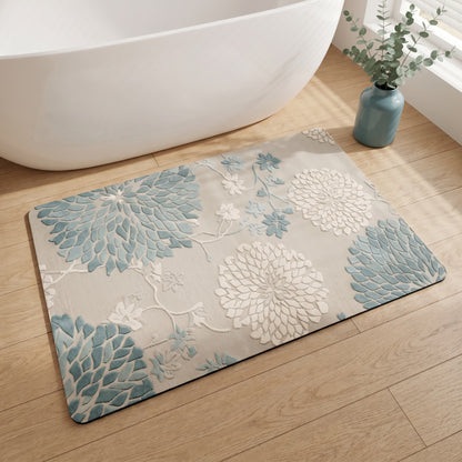 Ownkoti Blue Vintage Floral Non-Slip Bathroom Rug - image 2