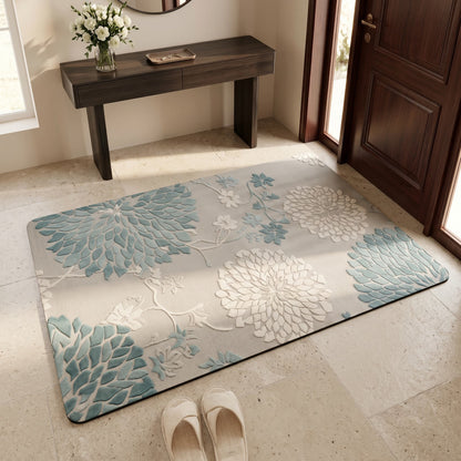 Ownkoti Blue Vintage Floral Non-Slip Bathroom Rug - image 1