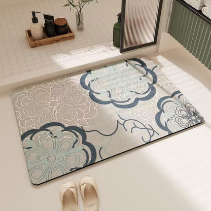 Ownkoti Soft Blue Filigree Floral Bathroom Rug - 23" × 35" - image 0