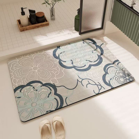 Ownkoti Soft Blue Filigree Floral Bathroom Rug - 23" × 35" - image 0