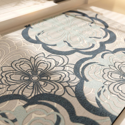 Ownkoti Soft Blue Filigree Floral Bathroom Rug - image 4
