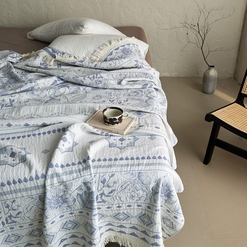 Ownkoti Ethnic Floral & Geometric Pattern Cotton Blanket - image 7