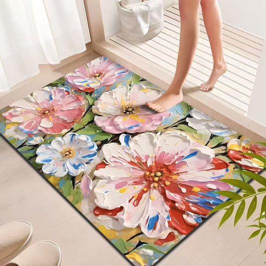 Ownkoti Vibrant Oil Painting Floral Bathroom Rug - 31" × 47" - image 0