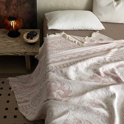 Ownkoti Pink Floral Scrollwork Pattern Cotton Blanket - image 6