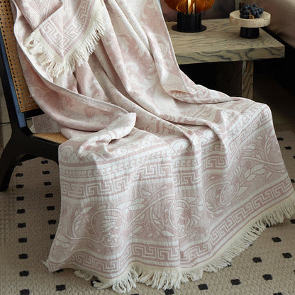 Ownkoti Pink Floral Scrollwork Pattern Cotton Blanket - 59"W x 79"L - image 0