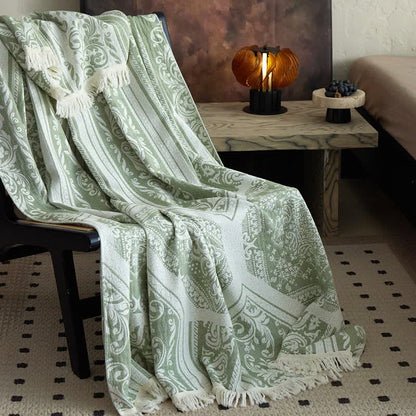 Ownkoti Damask Paisley Pattern Cotton Blanket - Green - 59"W x 79"L - image 10