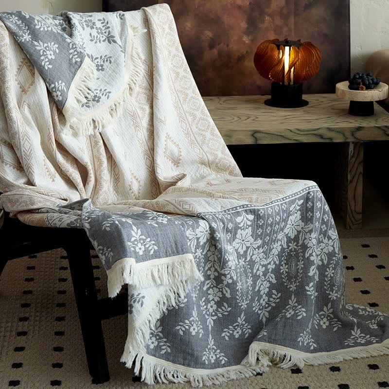 Ownkoti Vintage Floral Pattern Cotton Gauze Blanket - 59"W x 79"L - image 0
