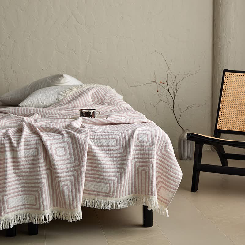 Ownkoti Geometric Labyrinth Pattern Cotton Gauze Blanket - image 2