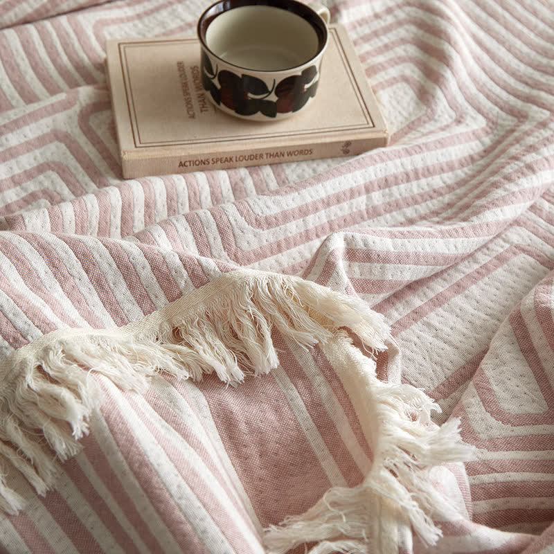 Ownkoti Geometric Labyrinth Pattern Cotton Gauze Blanket - image 7