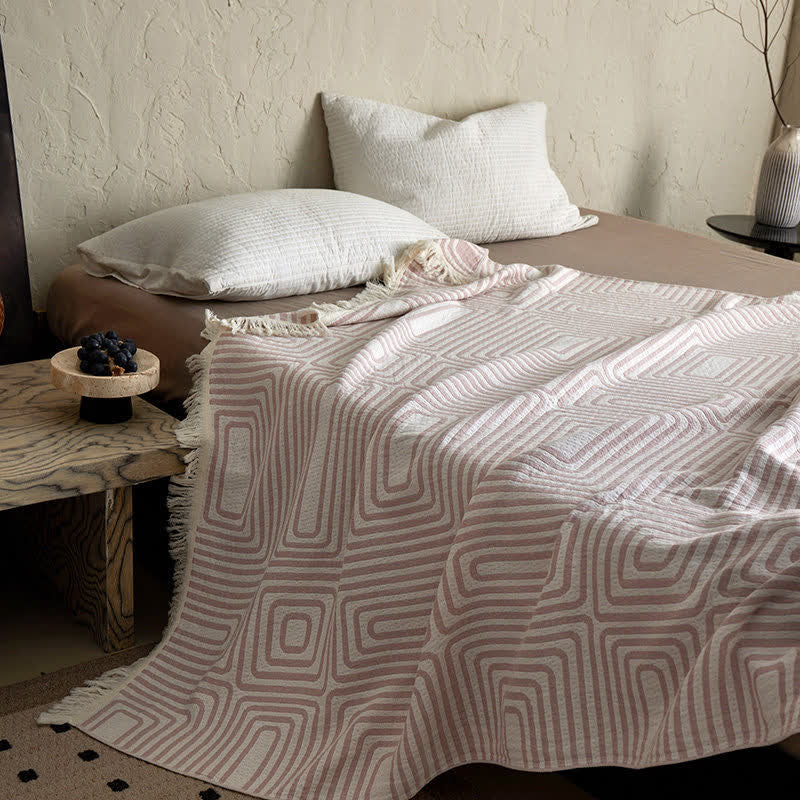 Ownkoti Geometric Labyrinth Pattern Cotton Gauze Blanket - image 5
