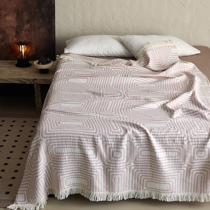 Ownkoti Geometric Labyrinth Pattern Cotton Gauze Blanket - image 4