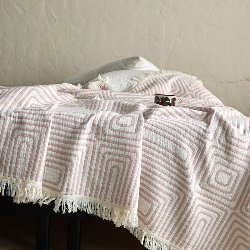Ownkoti Geometric Labyrinth Pattern Cotton Gauze Blanket - image 6