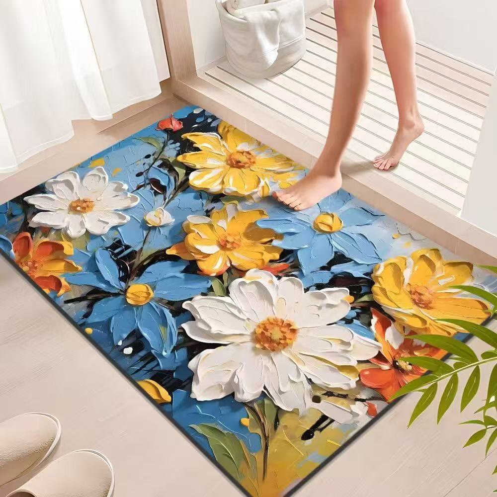 Ownkoti Vibrant Impressionist Floral Bathroom Rug - 31" × 47" - image 0
