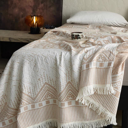 Ownkoti Tribal Geometric Cotton Gauze Tassel Blanket - image 6
