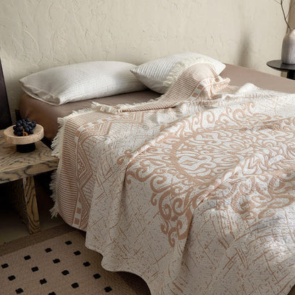 Ownkoti Tribal Geometric Cotton Gauze Tassel Blanket - image 5