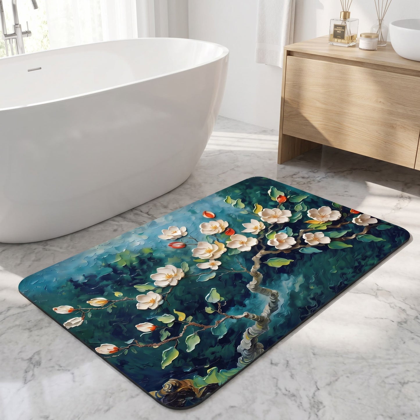 Ownkoti Impressionist Magnolia Bathroom Rug - image 2