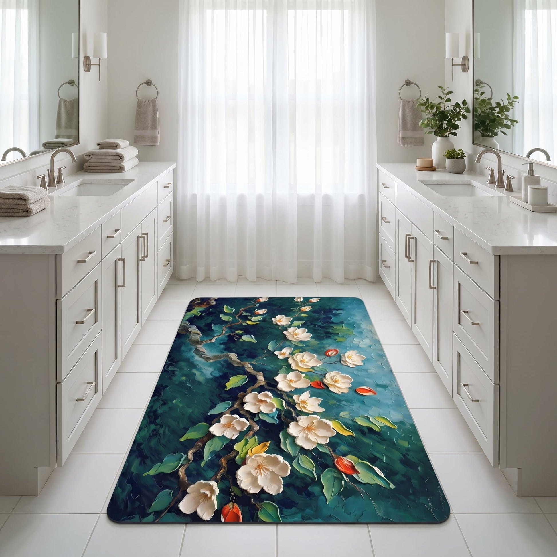 Ownkoti Impressionist Magnolia Bathroom Rug - image 1
