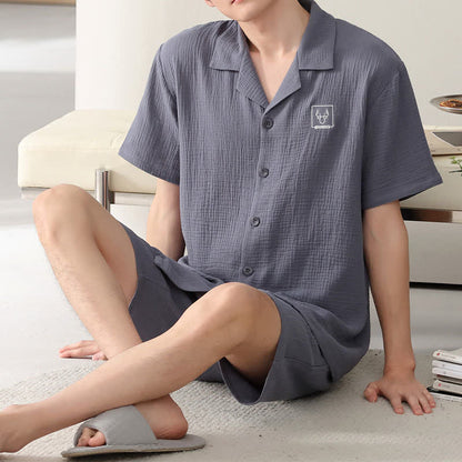 Ownkoti Unisex Cotton Gauze Resort Loungewear Set - Dark Grey - 4XL - image 11