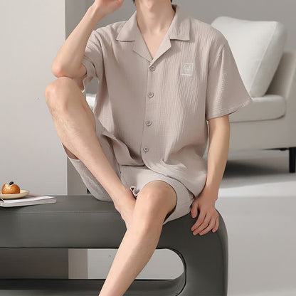Ownkoti Unisex Cotton Gauze Resort Loungewear Set - Apricot - 4XL - image 10