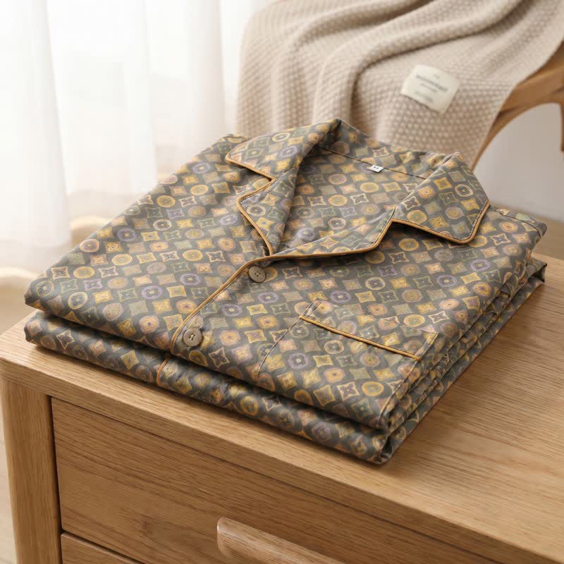 Ownkoti Unisex Vintage Geometric Cotton Loungewear Set - image 1