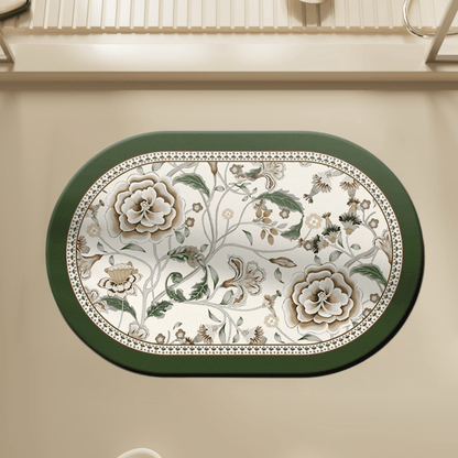 Ownkoti Oval Vintage Botanical Floral Bathroom Rug - 23" × 35" - image 0