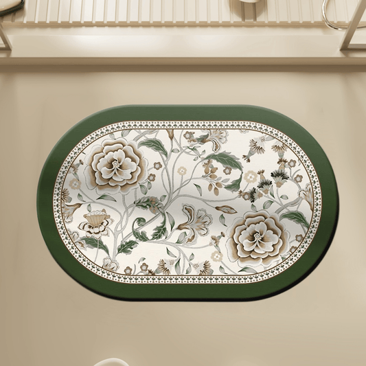 Ownkoti Oval Vintage Botanical Floral Bathroom Rug - 23" × 35" - image 0