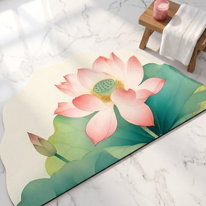 Ownkoti Oriental Lotus Floral Bathroom Rug - image 1