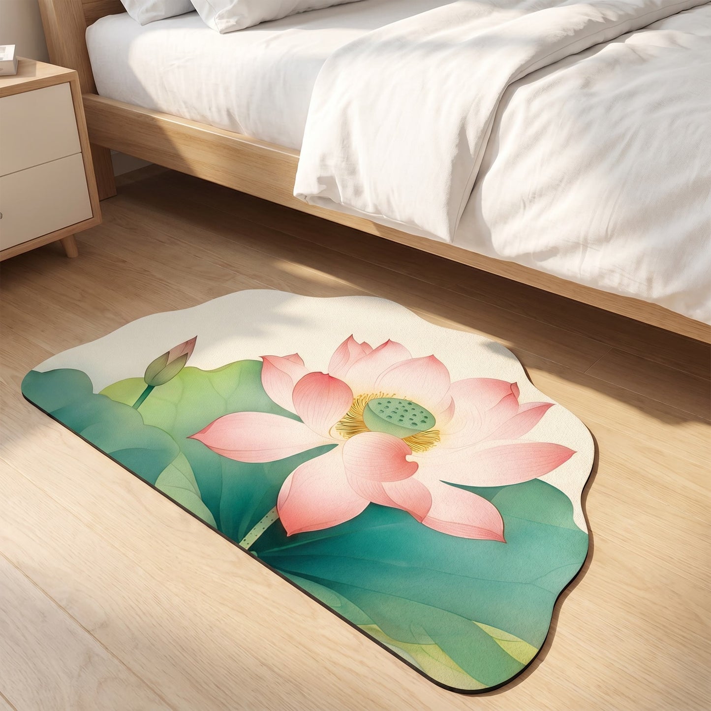 Ownkoti Oriental Lotus Floral Bathroom Rug - image 2