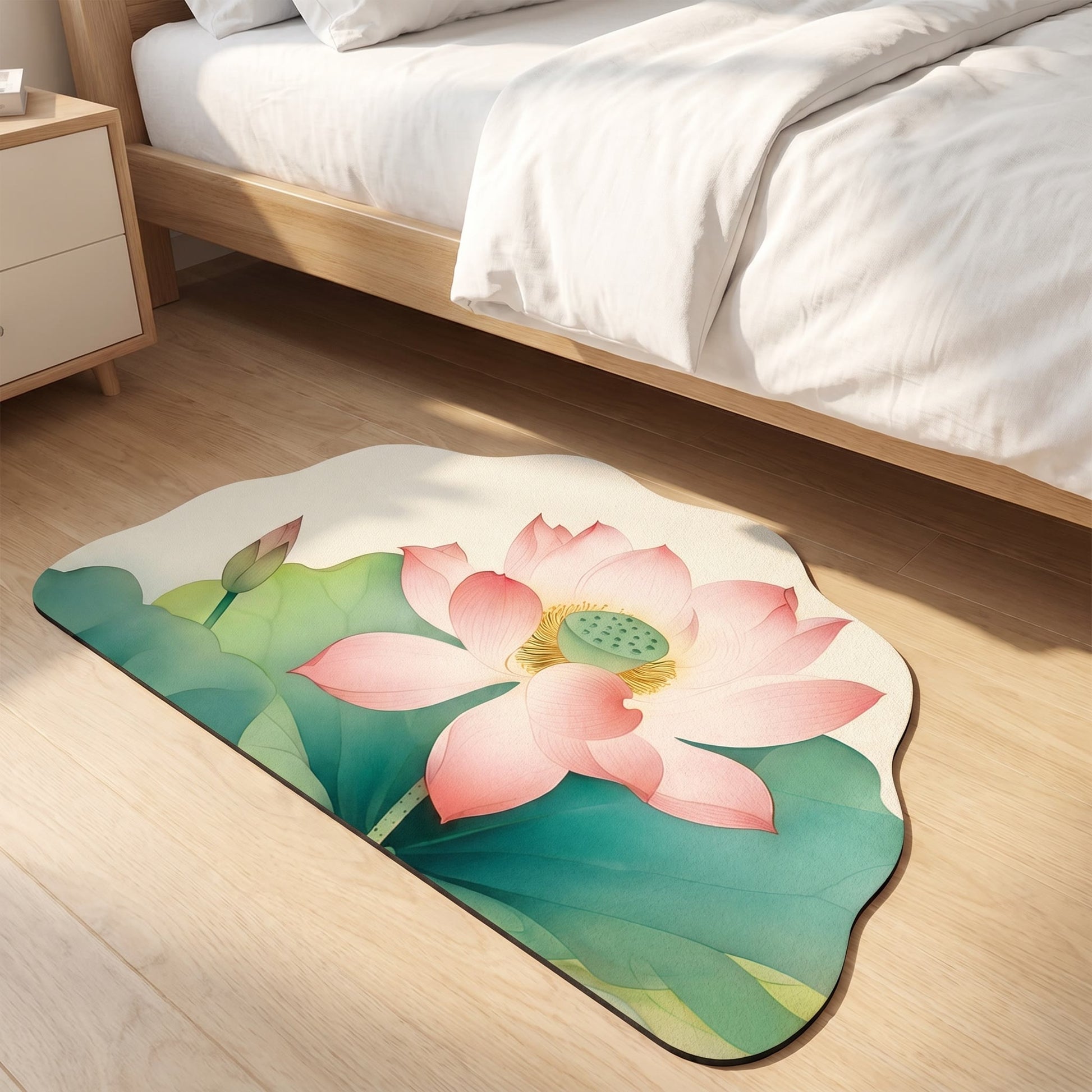 Ownkoti Oriental Lotus Floral Bathroom Rug - image 2