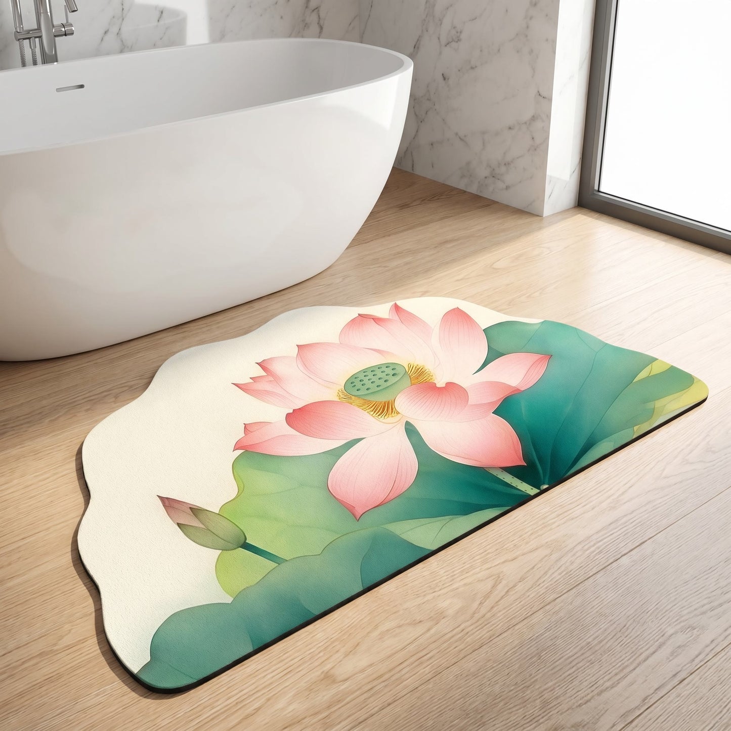 Ownkoti Oriental Lotus Floral Bathroom Rug - image 3