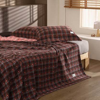 Ownkoti Vintage Plaid Cotton Gauze Bedding Set - image 1