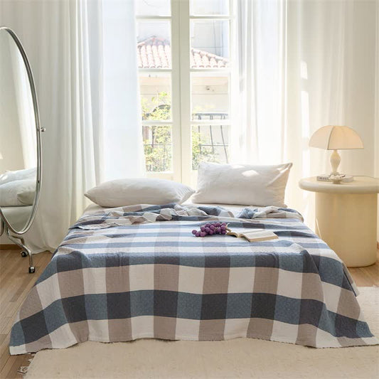 Ownkoti Multi-Tone Plaid Cotton Quilt - Blue - Queen - image 0