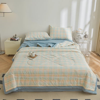 Ownkoti Pastel Plaid Cotton Quilt - Multicolor - King - image 0