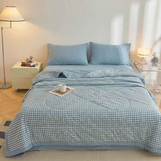 Ownkoti Classic Gingham Cotton Quilt - Blue - King - image 0