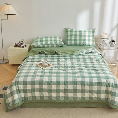 Ownkoti Neutral Gingham Cotton Quilt - Green - King - image 0