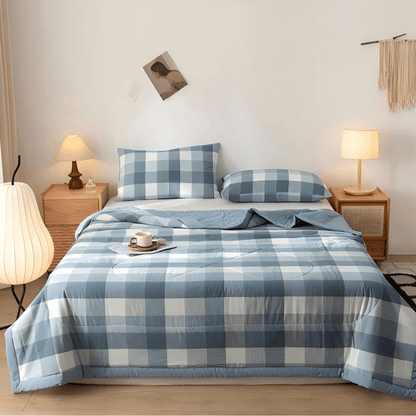 Ownkoti Neutral Gingham Cotton Quilt - Blue - King - image 5