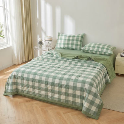 Ownkoti Neutral Gingham Cotton Quilt - image 1