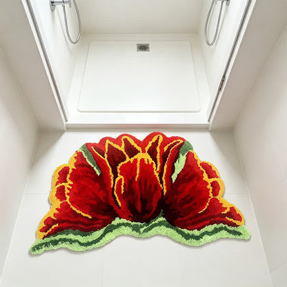 Ownkoti Pink&Red Tulip Shaped Plush Bathroom Rug - image 3
