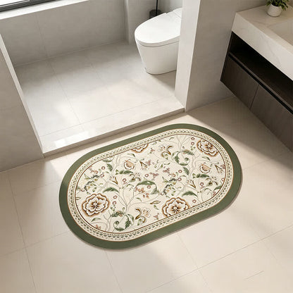 Ownkoti Oval Vintage Botanical Floral Bathroom Rug - image 2