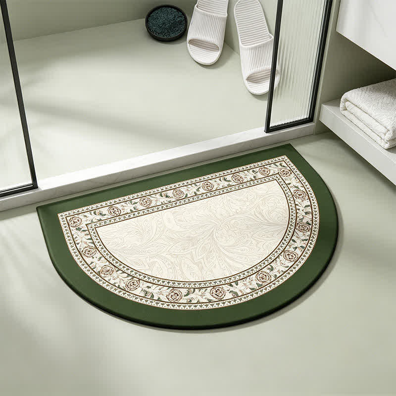 Ownkoti Half-Moon Vintage Border Floral Bathroom Rug - image 1