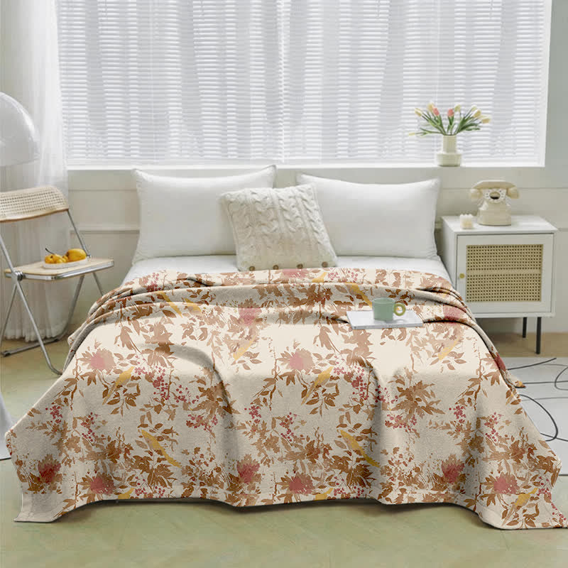 Ownkoti Botanical Floral Bird & Leaves Cotton Gauze Quilt - image 1