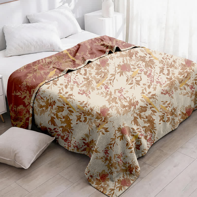 Ownkoti Botanical Floral Bird & Leaves Cotton Gauze Quilt - image 2