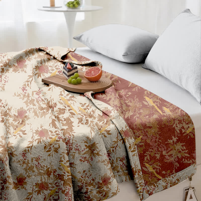 Ownkoti Botanical Floral Bird & Leaves Cotton Gauze Quilt - image 5