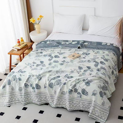 Ownkoti Boho Leaf Print Cotton Gauze Quilt - Queen - image 0