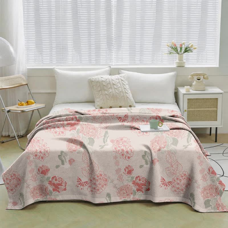 Ownkoti Beanpaste Pink Hydrangea Jacquard Quilt - image 1