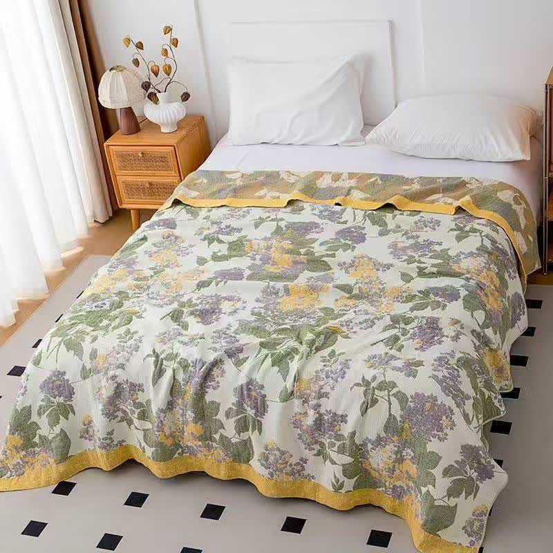 Ownkoti Lilac & Mustard Floral Jacquard Gauze Quilt - Queen - image 0