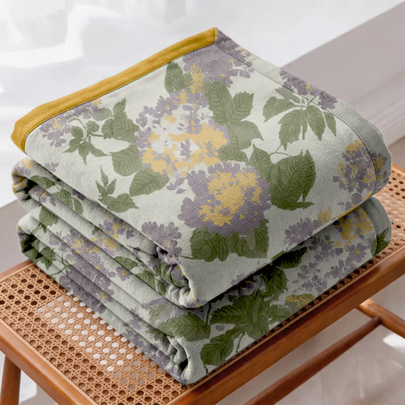 Ownkoti Lilac & Mustard Floral Jacquard Gauze Quilt - image 3