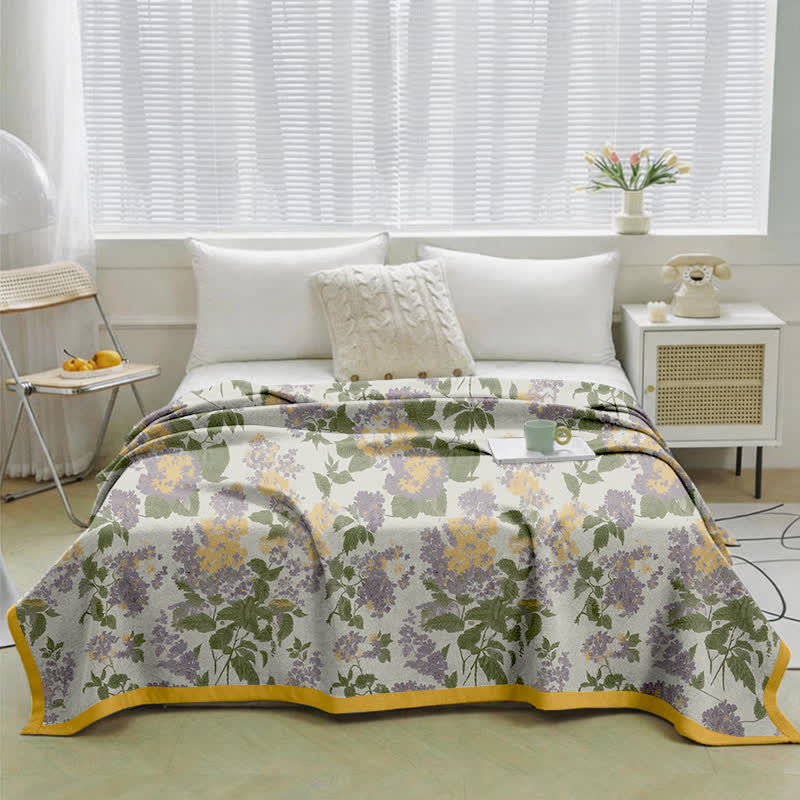 Ownkoti Lilac & Mustard Floral Jacquard Gauze Quilt - image 1